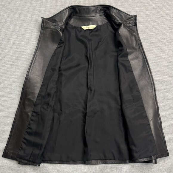 Sibylle Lyn Womens Black Leather Vest Mock Neck Lined Custom Size Spec Biker - Picture 5 of 11